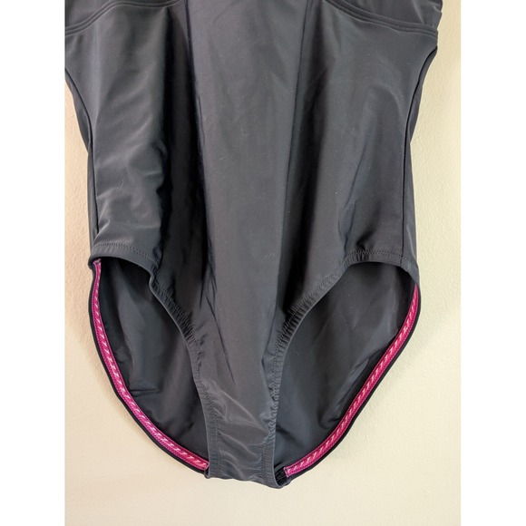 NWT Speedo Women's XL Black‎ Halter One Piece Swimsuit Pink Trim Open Back - Picture 4 of 9